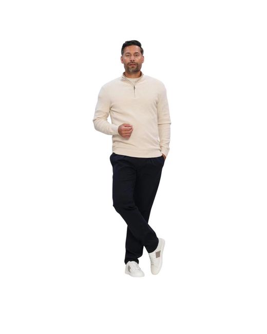Profuomo Pullover Half Zip Twinkle Slub in White für Herren
