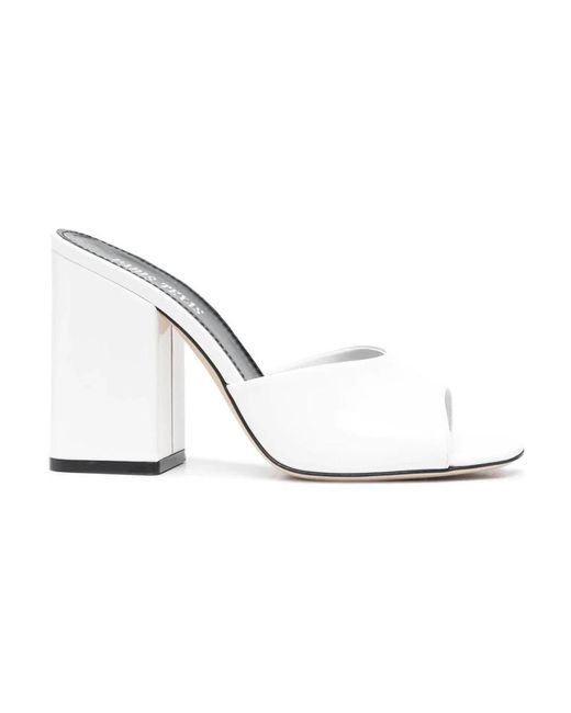 Paris Texas White Heeled Mules