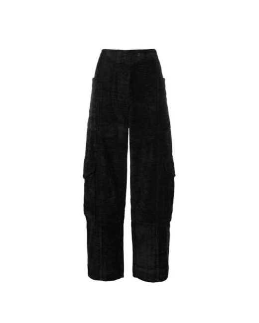 Pantaloni cargo chenille nero di Ganni in Black