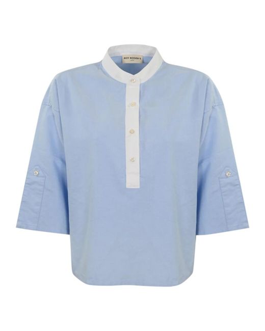Camicia in cotone con maniche 3/4 di Roy Rogers in Blue