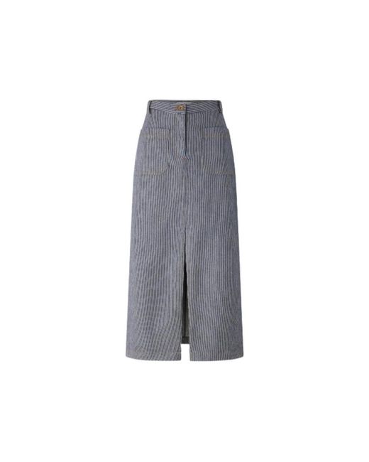 Sessun Rokken ,Blauw ,Katoen Cotton Blend Midi Rok in het Gray