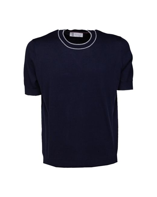 Brunello Cucinelli Baumwoll-rundhals-t-shirt in Blue für Herren