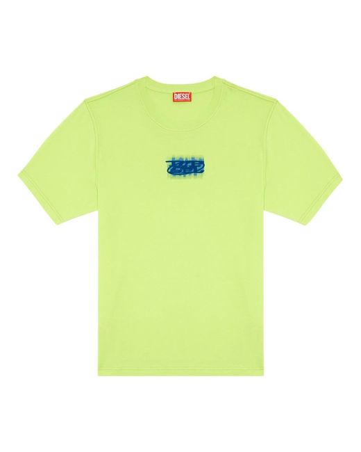 DIESEL T-shirt mit aufgeflocktem logo aus biobaumwolle in Yellow für Herren