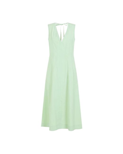 Menta fresca vestido midi de algodón compacto Bottega Veneta de color Green