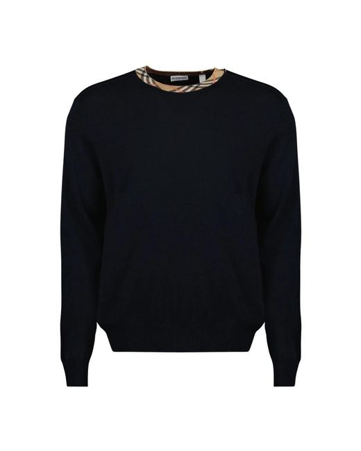 Burberry Blue Round-Neck Knitwear for men