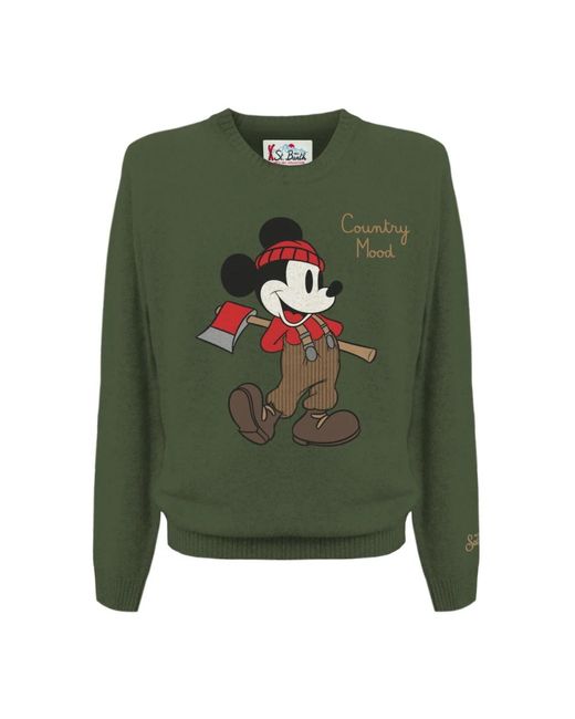 Mc2 Saint Barth Green Round-Neck Knitwear for men
