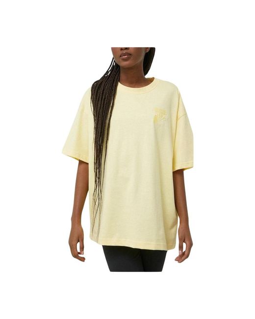 T-shirt in cotone con dettaglio logo donna di Fila in Yellow