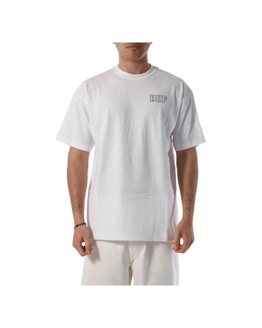 T-shirt in cotone con stampa frontale e posteriore di Huf in White da Uomo