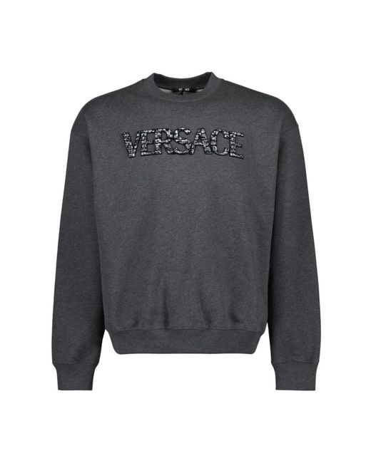 Versace Logo krokodil sweatshirt langarm baumwolle in Gray für Herren
