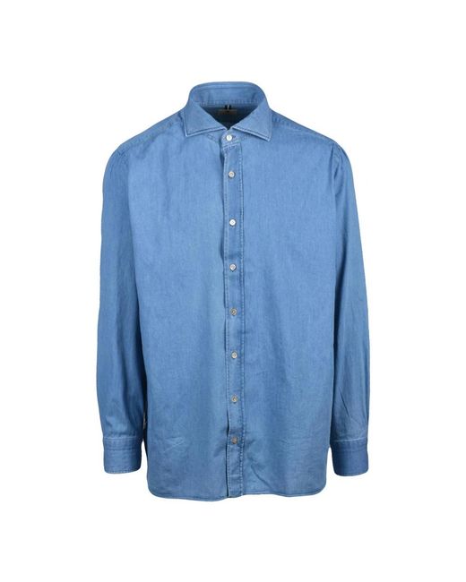 Luigi Borrelli Napoli Blue Denim Shirts for men
