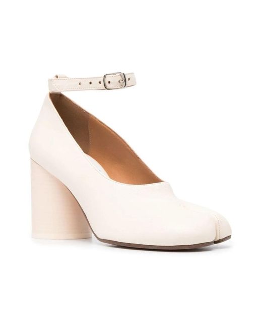 Maison Margiela White Cremefarbene tabi leder high heels