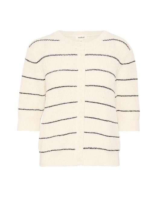 Soaked In Luxury Natural Weiß schwarz reihe cardigan pullover