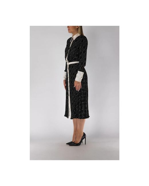 Elisabetta Franchi Gedrukte Georgette Viscose Midi Jurk in het Black