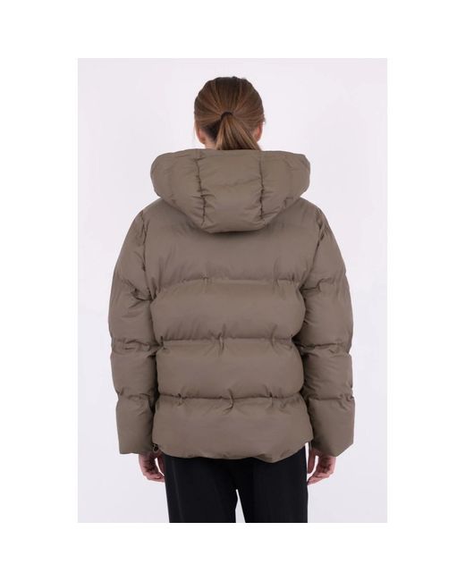 Neo Noir Jassen ,Groen ,Polyester Donker Taupe Gewatteerde Jas Met Capuchon in het Green
