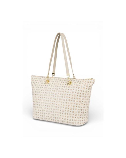 Pollini Large Monogram Shopper in het Metallic