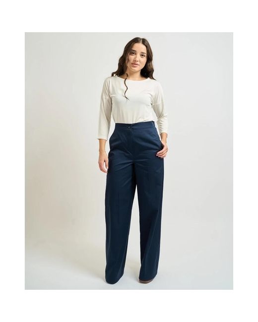 iBlues Broeken ,Blauw ,Katoen Stretch Katoenen Broek in het Blue