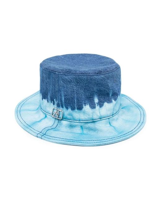 Alberta Ferretti Blue Bucket Hat Mit Batikmuster