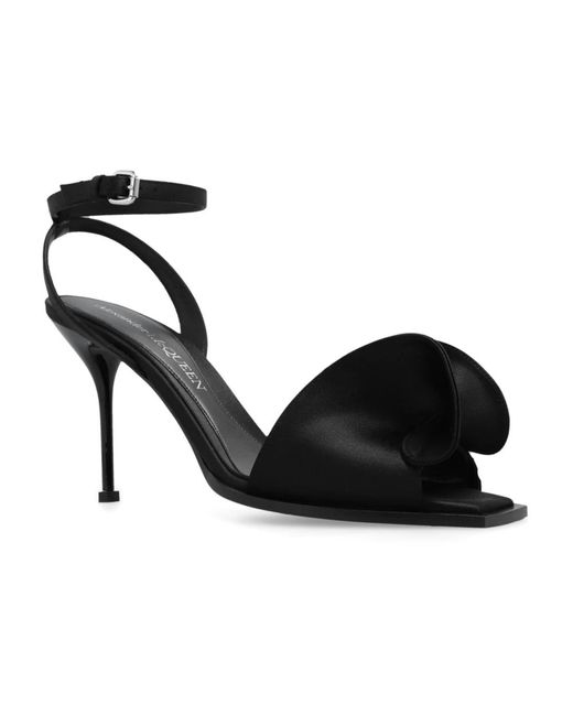 Alexander McQueen Black Sandalen mit absatz aus satin
