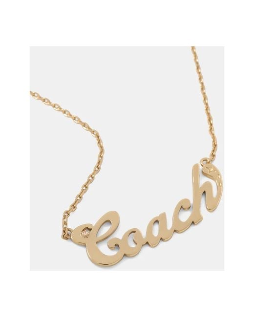 COACH Script Hanger Ketting in het Metallic