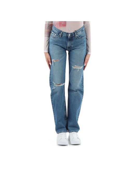 Calvin Klein Blue Low rise straight jeans fünf taschen