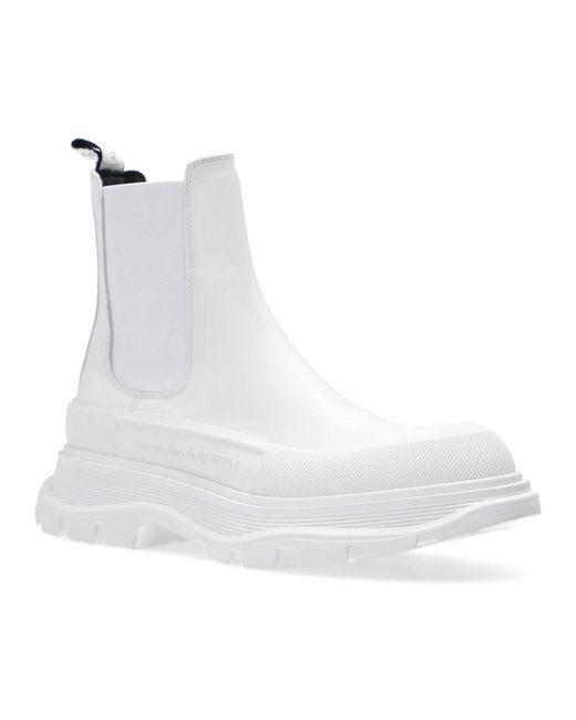 Alexander McQueen White Chelsea Boots