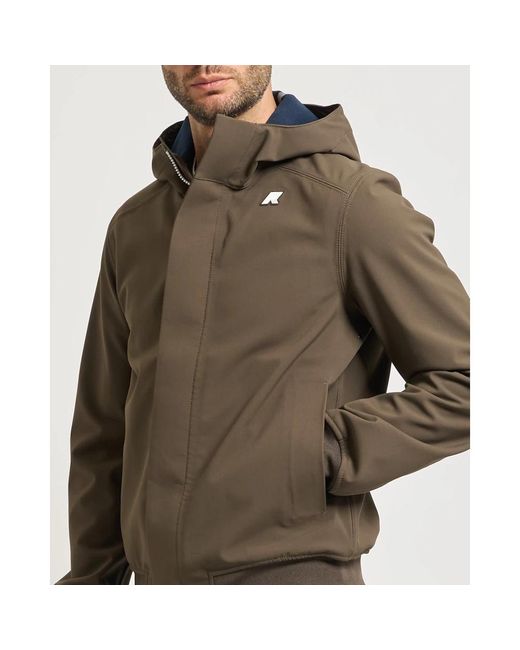 K-Way Jassen ,Bruin ,Nylon Bruine Waterdichte Winddichte Korte Jas in het Brown voor heren