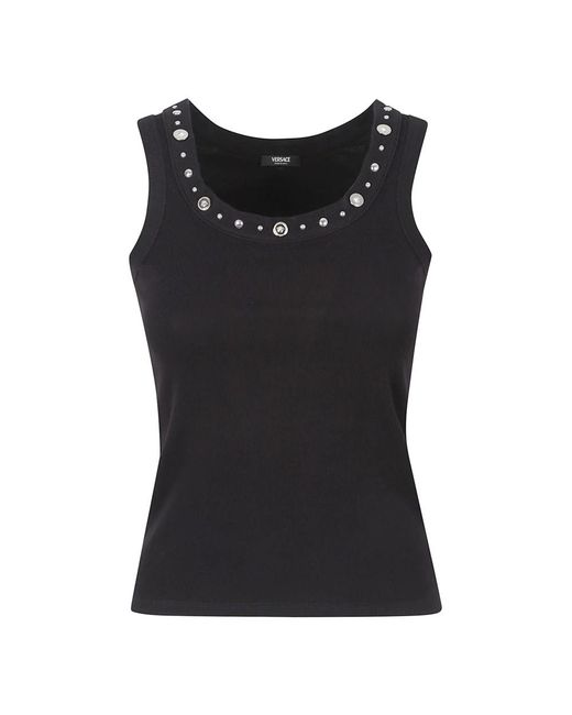 Versace Black Sleeveless Tops