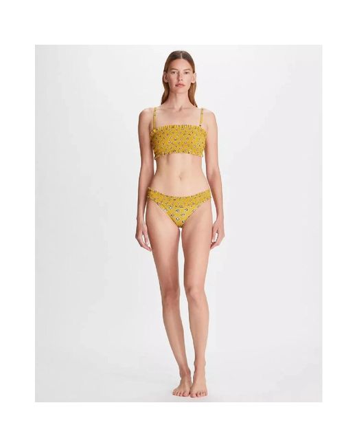 Tory Burch Badmode ,Geel ,Nylon Bloemenprint Hipster Bikini Onderkant in het Yellow