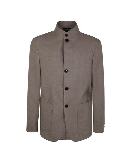 Zegna Leinen woll arbeitsjacke in Brown für Herren