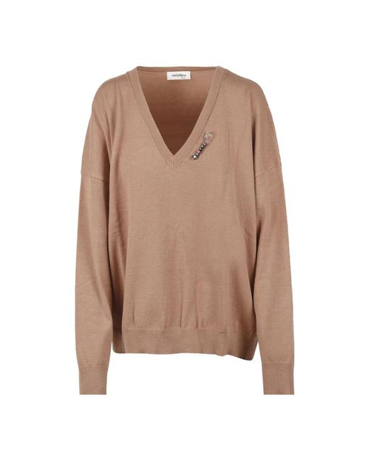 V-Neck Knitwear Ottod'Ame en coloris Brown