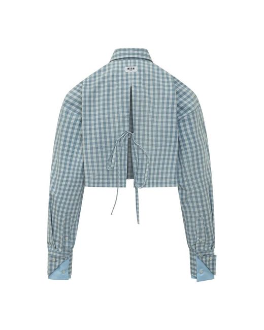 MSGM Blue Shirt Mit Bindebändern