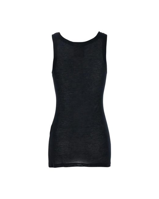 Semicouture Black Schwarzes ärmelloses u-ausschnitt-top frau