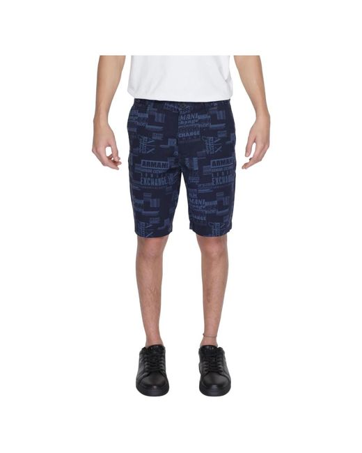 Shorts in cotone blu con zip di Armani Exchange in Blue da Uomo