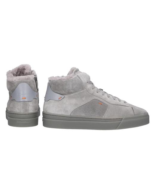 Santoni Gray High-top Sneakers 60943 Suede