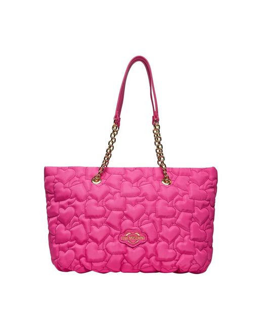 Love Moschino Pink Fuchsia shopper tasche mit gold details