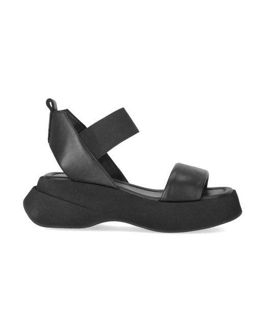 Elena Iachi Black Flat Sandals