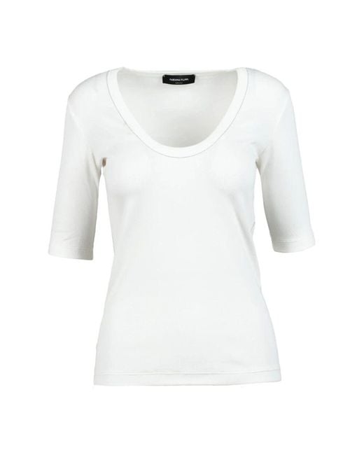 Fabiana Filippi White Elegantes Baumwoll Elasthan T-Shirt