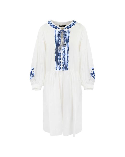 Vestido de algodón bordado étnico Weekend by Maxmara de color Blue
