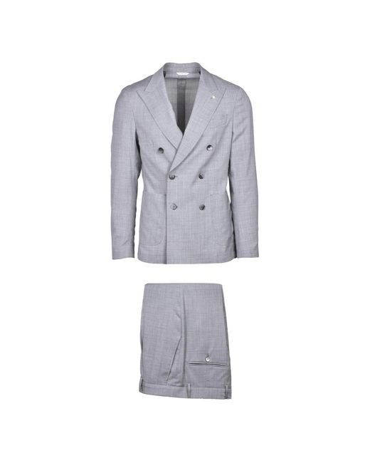 Double Breasted Suits di Manuel Ritz in Gray da Uomo
