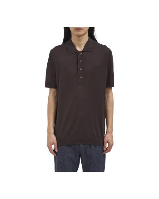 Paolo Pecora Silk Knit Polo in het Black voor heren