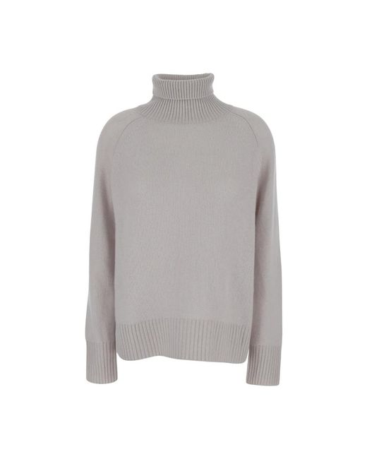 Plain Gray Feinstrickpullover Mit Hohem Kragen Und Rippstrickdetail Aus Kaschmir