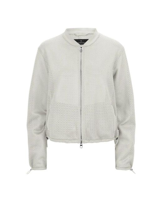 Milestone White Blouson jacke aus kühlem scuba-jersey mit luftigem allover-motiv