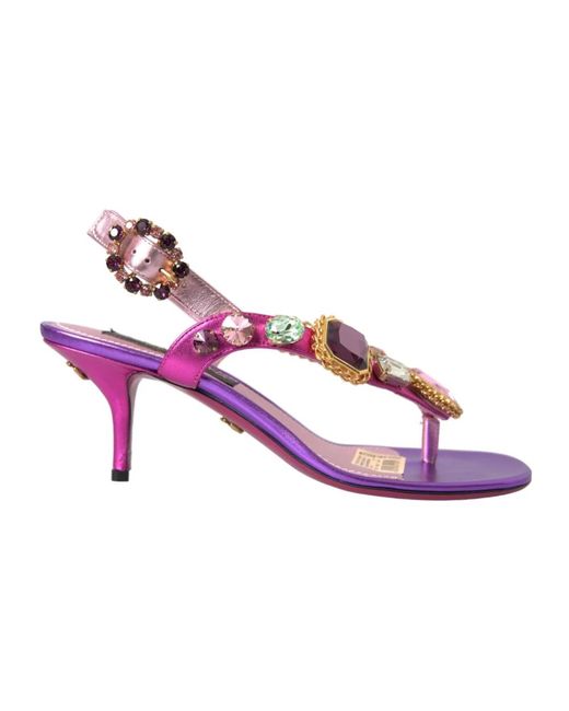 Dolce & Gabbana Pink Kristall slingback sandalen