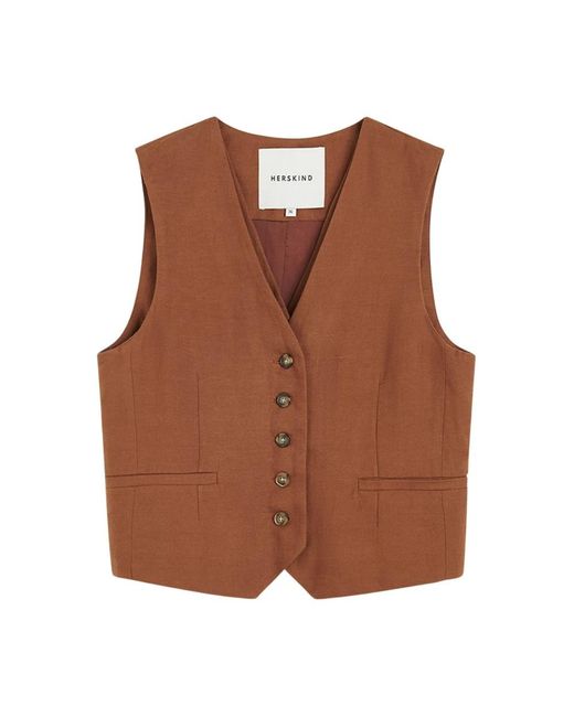 Birgitte Herskind Jassen ,Bruin ,Linnen Double Up Vest in het Brown