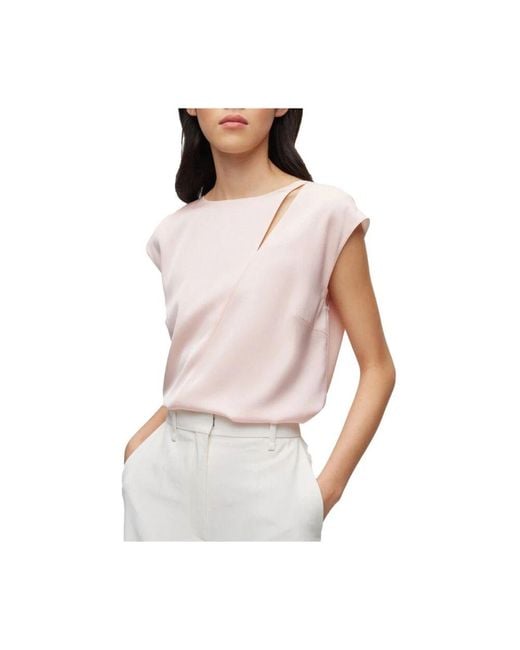 Sleeveless Tops Boss de color Pink