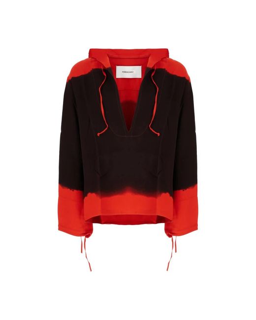 Ferragamo Hoodies & Sweatvesten ,Zwart ,Katoen Felpe Hoodie in het Red voor heren