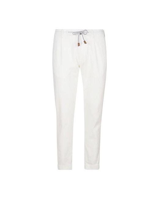 Eleventy White Slim-Fit Trousers for men