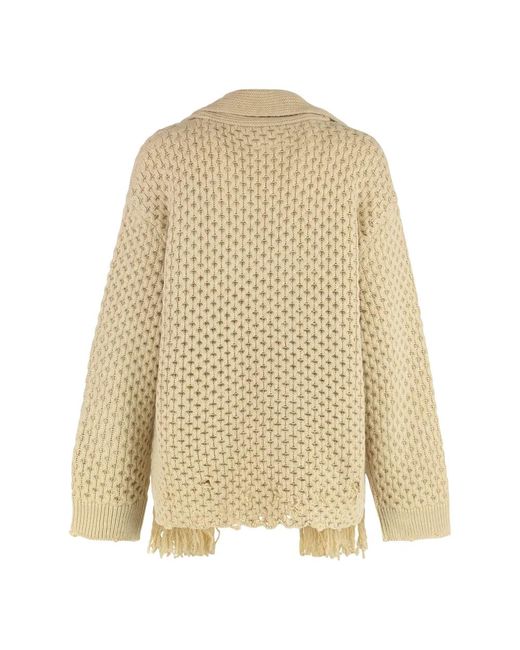 MM6 by Maison Martin Margiela Natural Zerstörter Wollmisch Rundhals Pullover
