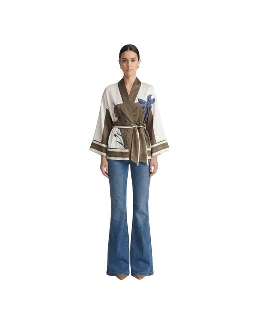 Nenette Raffinato Kimono Jas & Geplooide Tas Set in het Blue