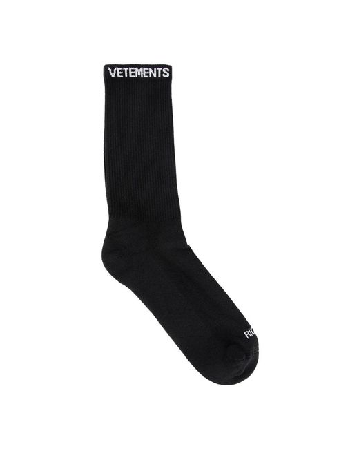 Vetements Ondergoed ,Zwart ,Katoen Logo Jacquard Zwarte Katoenen Sokken in het Black voor heren